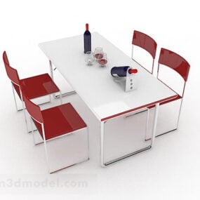 3д модель современного минималистичного обеденного стола и стула