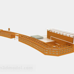 3д модель современного минималистичного желтого здания