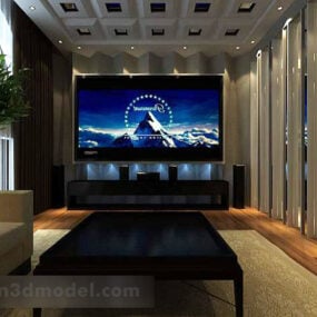 现代电影私人房间内部3d模型