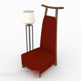 Modern Red Home Wooden Chair 3d model