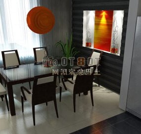 Modern Dinning Room Interior V3 3d model