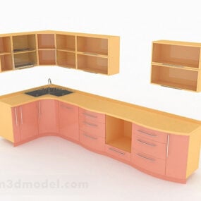 Modern Simple L Shaped Kitchen Cabinet 3d model