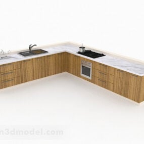 Modern Simple L Shaped Kitchen Cabinet V1 3d model