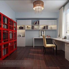 Modern Study Room Interior 3d model
