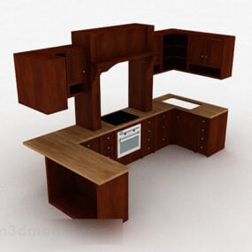 Modern Kitchen U Shaped Whole Cabinet 3d model