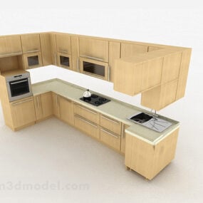 کابینت آشپزخانه مدرن طرح بژ مدل سه بعدی