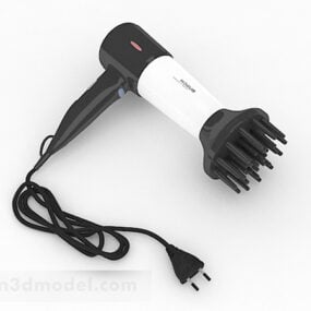 黒と白のヘアドライヤー3Dモデル