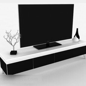שידת טלוויזיה בשחור לבן דגם תלת מימד