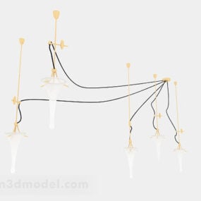 Modern Yellow Wired Creative Chandelier 3d model