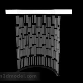 Model 3D z czarną zakrzywioną przegrodą w nowoczesnym stylu