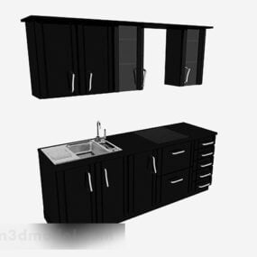 Modern Black Font Upper Lower Cabinet 3d model