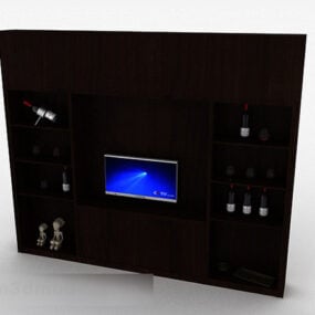 Black Grain Tv Display Cabinet 3d model