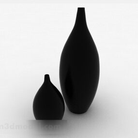 モダンなスタイルのブラックポット磁器ボトル3Dモデル