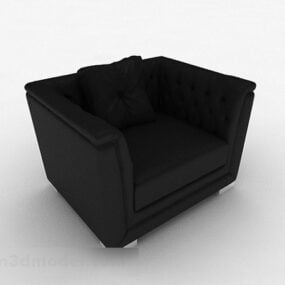 Modelo 3D de sofá de couro único preto moderno