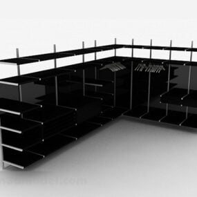 Schwarzer Kleiderschrank im modernen Stil, 3D-Modell