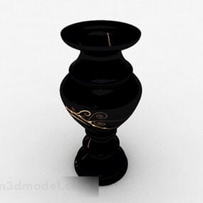 3d модель чорної порцелянової пляшки з широким горлом