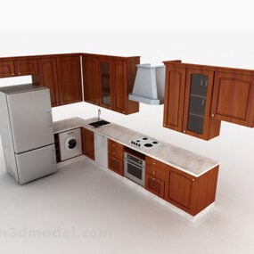 Mẫu tủ bếp hình chữ L hiện đại 3d