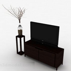棕色短电视柜3d模型