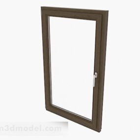 Moderní hnědý 3D model posuvného okna s jednoduchými dveřmi