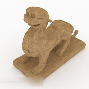棕色石头四足雕刻人物3D模型