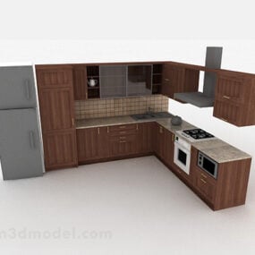Modernes, stilvolles L-förmiges Küchenschrank-3D-Modell