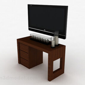 مدل سه بعدی کابینت تلویزیون قهوه ای سبک مدرن
