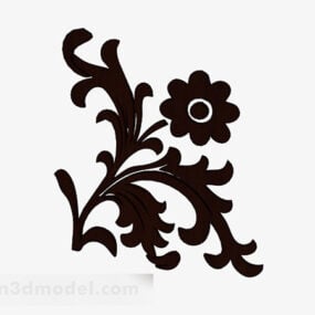 Brown Wood Flower Carving 3d model