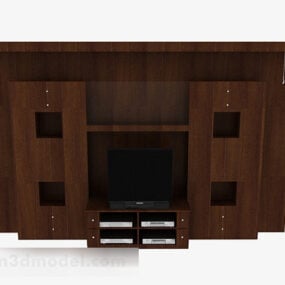 Modernes Holzmuster-TV-Hintergrundwand-3D-Modell
