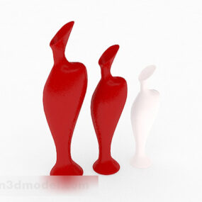 Modello 3d di vaso di moda rosso combinazione moderna