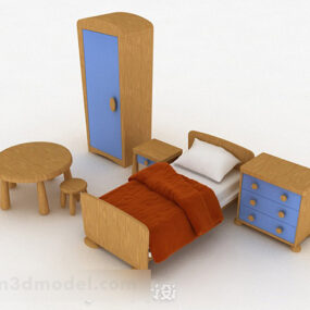 Modern Combination Single Bed Set 3d model
