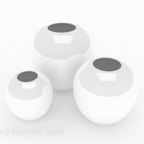 白い大きなお腹の花瓶3Dモデル