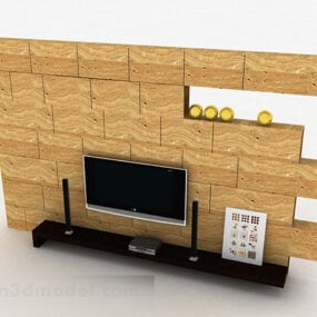 نموذج جدار خلفية تلفزيون من الطوب الحديث ثلاثي الأبعاد