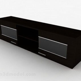 کابینت تلویزیون مربعی قهوه ای تیره مدرن مدل سه بعدی
