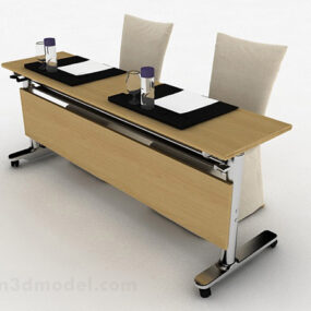 Modern Style Double Table And Chair 3d model