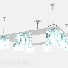 Modern Blue Square Crystal Chandelier 3d model