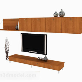 Modern Wooden Pattern Tv Cabinet 3d model
