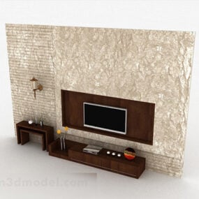 Modelo 3D de parede de fundo de TV em mármore moderno