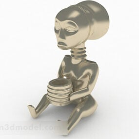 Adorno de estatua alienígena de metal modelo 3d