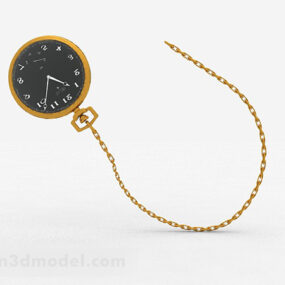 Modelo 3d de relógio de bolso dourado moderno