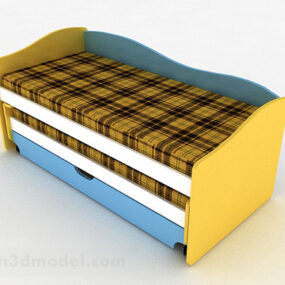 Modern meerkleurig gestreept bed 3D-model