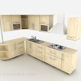 モダンなL字型のファッションキッチンキャビネット3Dモデル