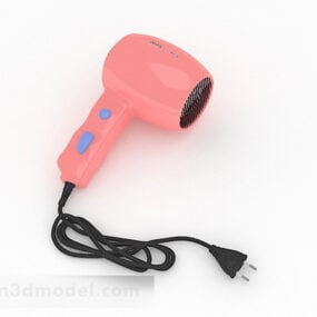 गुलाबी रंग का हेयर ड्रायर 3डी मॉडल