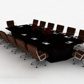 長方形の会議テーブルの椅子の3Dモデル