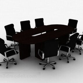 Dikdörtgen Konferans Masası Sandalyesi 3D model