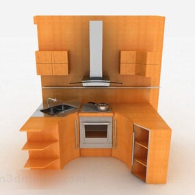 خزانة مطبخ بسيطة على شكل حرف U نموذج ثلاثي الأبعاد