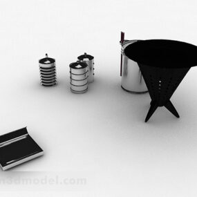 Ustensiles de cuisine creux modernes en acier inoxydable modèle 3D