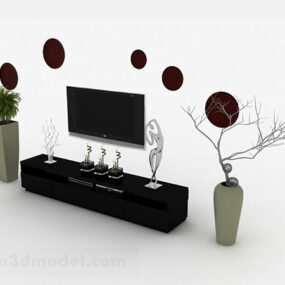 Mueble de TV negro moderno y elegante modelo 3d