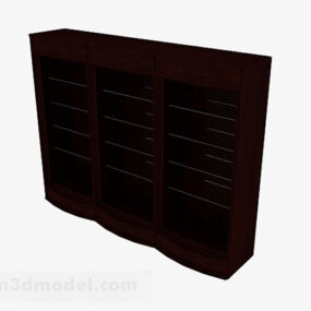 Modern Three Door Wooden Display Cabinet 3d model