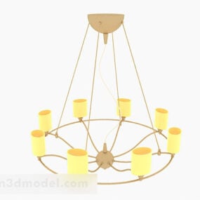 Modern Warm Yellow Circular Chandelier 3d model