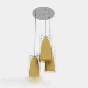 Lámpara de araña moderna de cono amarillo cálido modelo 3d